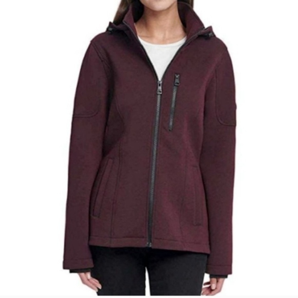 Andrew Marc Scuba Jacket Women's Full Zip Dark Purple Casual Outerwear